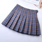 Women’s High-Waist College Skirt – Plaid Pleated Academic Mini