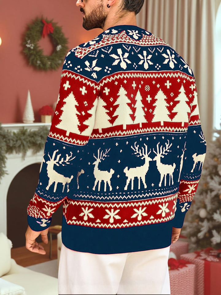 Men's Festive Knit Christmas Sweater with Winter Motifs