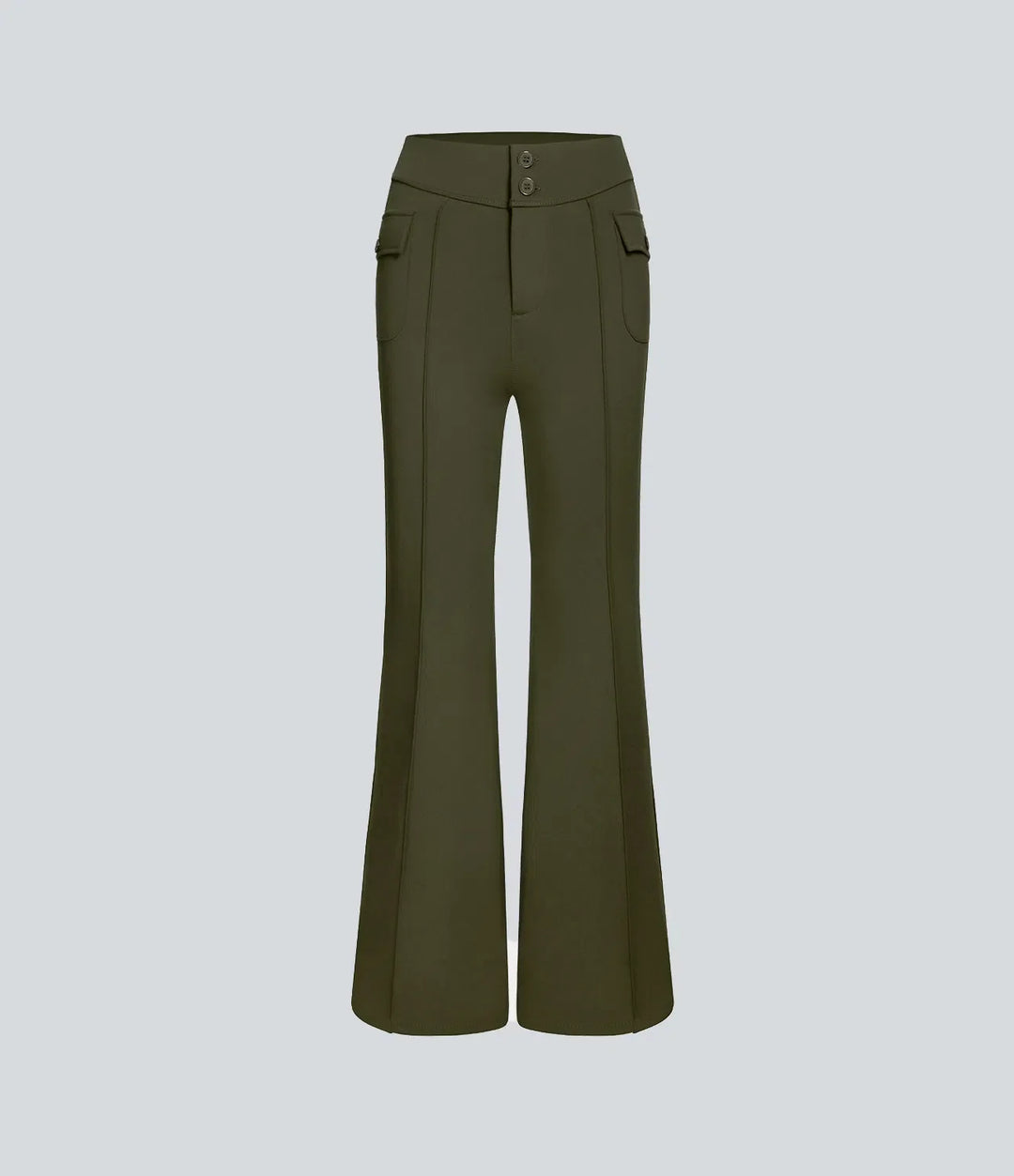 Cargo Pants Women High Waisted Flare Leg Flap Pocket Trousers