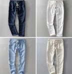 Men’s Linen Pants Casual Loose Fit Summer Lightweight Trousers-HighTouch