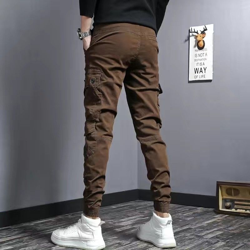 Men’s Slim Fit Cotton Work Pants – Stylish 9 Length Casual Trousers-HighTouch
