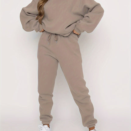Ribbed Two-Piece Lounge Set for Women – Sweatshirt & Joggers