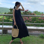 Cotton & Linen Holiday Dress | Plain Pattern with Resin Fixing Process-HighTouch