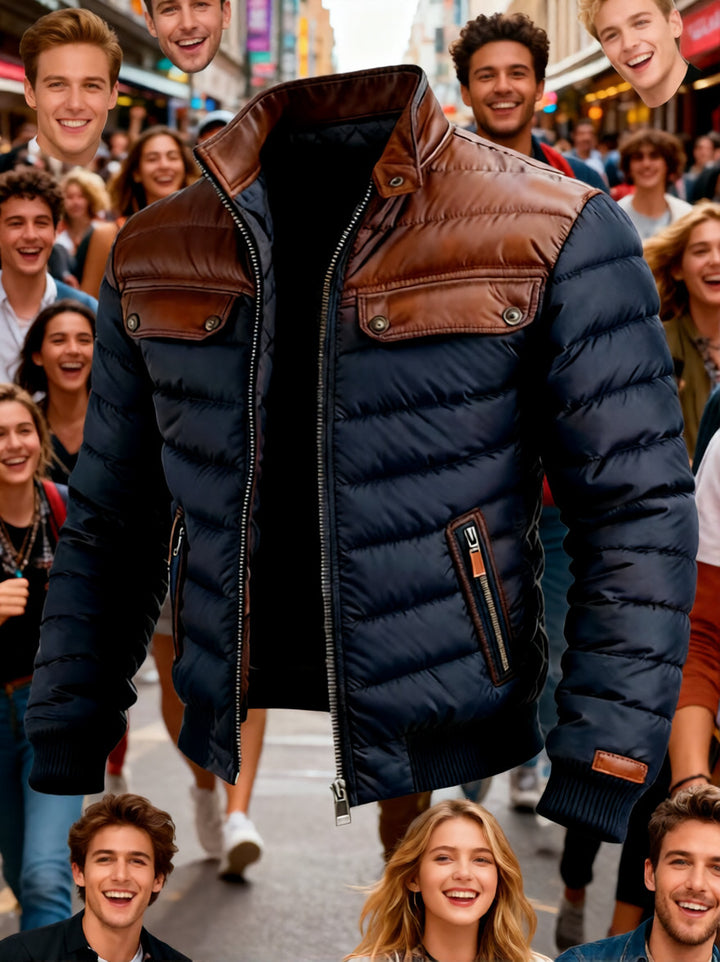 Color-block Cotton Jacket With A Zipper-HighTouch