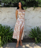 Seaside Vacation Sling Back Cross Tied Slim Fit Overknee Dress-HighTouch