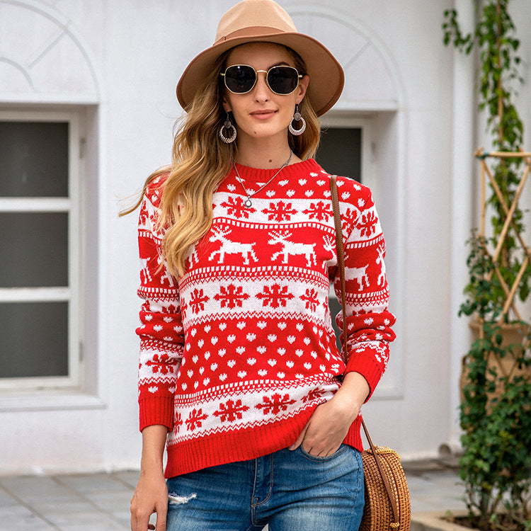 Women's Christmas Snowflake Knit Sweater - Festive Winter Sweater