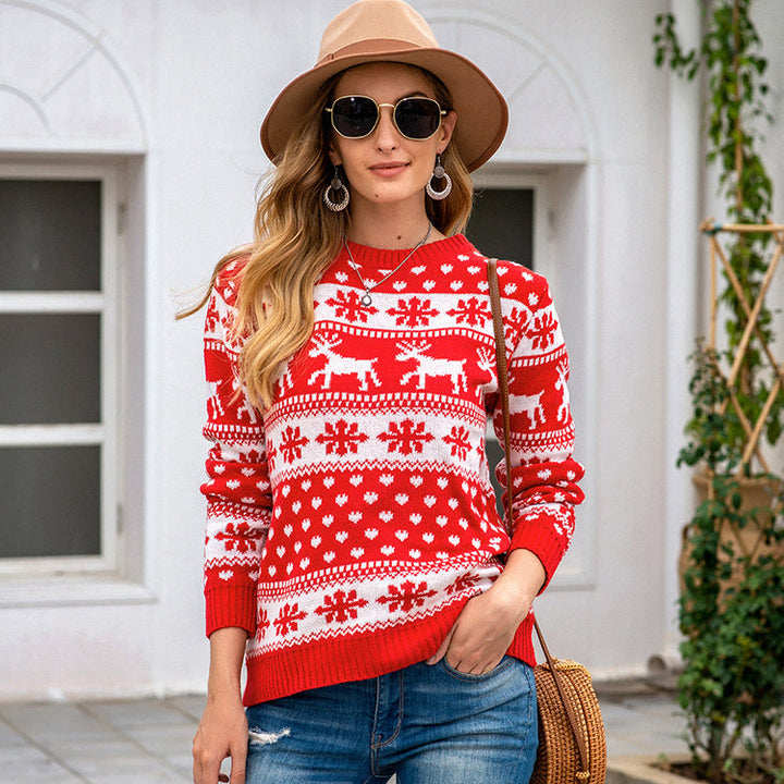 Women's Christmas Snowflake Knit Sweater - Festive Winter Sweater