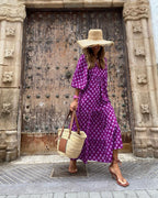 Women's Spring Dress | Patterned Maxi Long Sleeve-HighTouch
