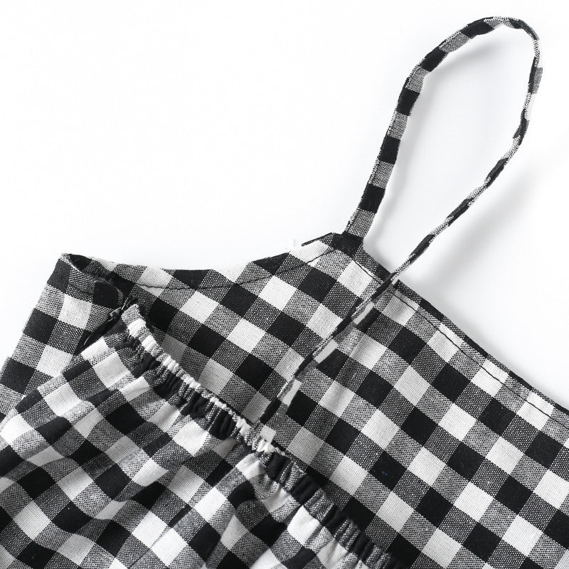 Women's Sling Plaid Midiskirt – Sweet Cotton A-Line Skirt-HighTouch