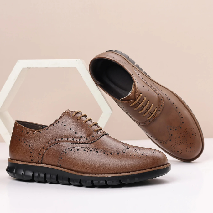 Men's Brogue Sneakers | Casual Leather Wingtip Dress Shoes