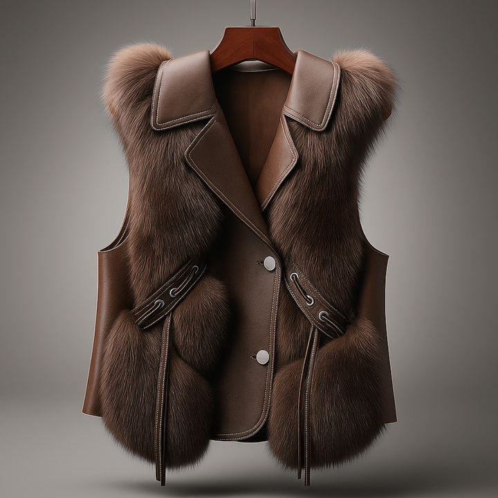 Women’s Faux Fur Vest with Oversized Lapel