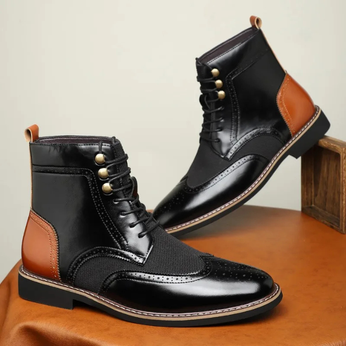 Men’s Leather Brogue Boots – Smart Casual Style