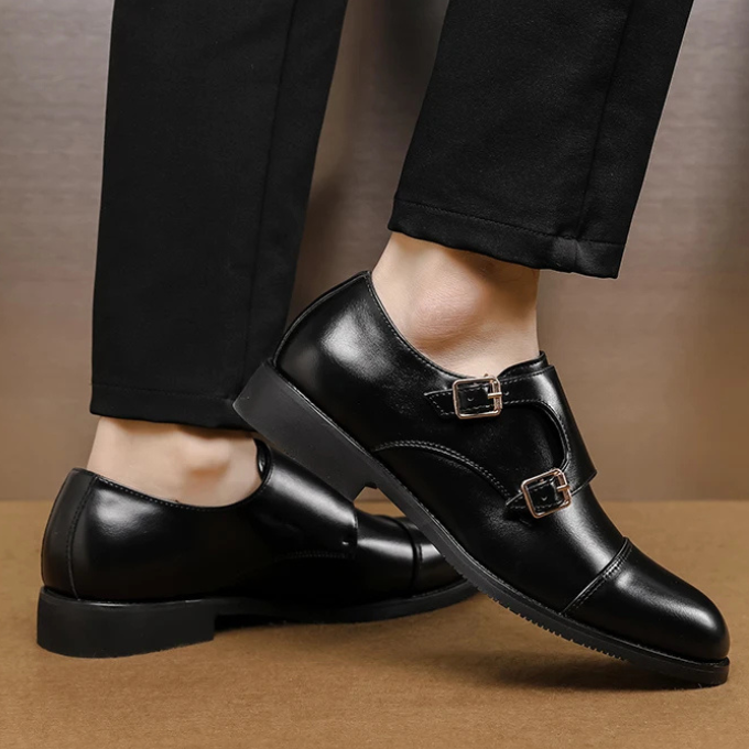 Men’s Double Monk Strap Shoes – Full-Grain Leather