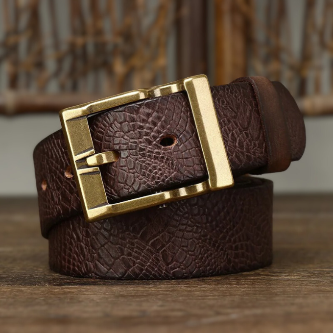 Men's Genuine Cowhide Leather Belt | Brass Buckle
