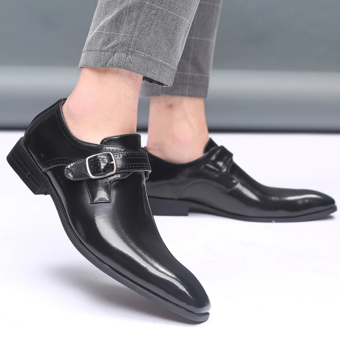 Men's Burnished Leather Monk Strap Shoes