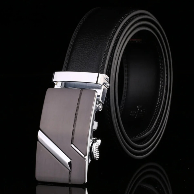 Men's 100% Cowhide Leather Belt | Geometric Buckle