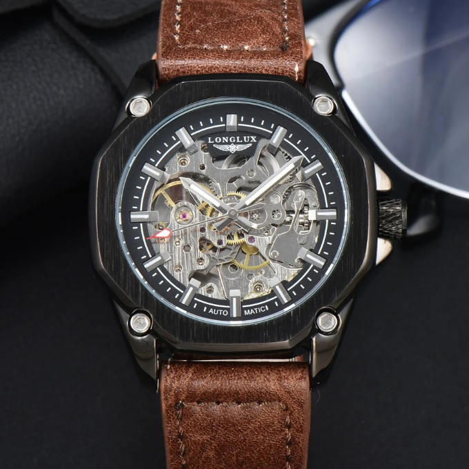 Men's Skeleton Leather Watch – Beck Atlas