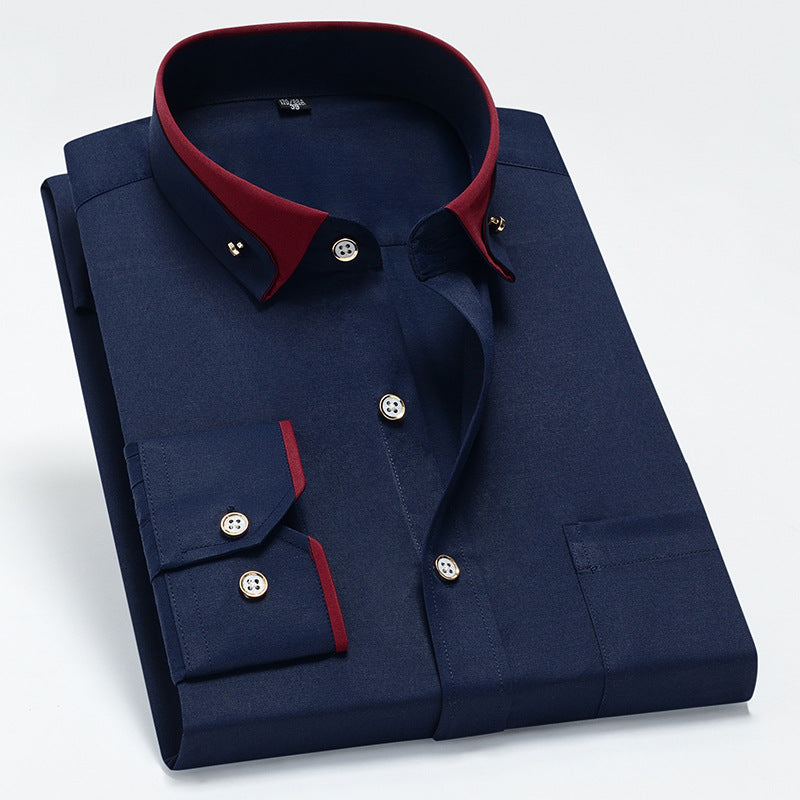Men’s Stretch Long Sleeve Shirt Casual Non-Iron Slim Fit Dress Shirt-HighTouch
