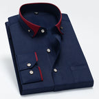 Men’s Stretch Long Sleeve Shirt Casual Non-Iron Slim Fit Dress Shirt-HighTouch