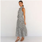Women's Printed Maxi Lace Dress – Romantic Long Dress-HighTouch