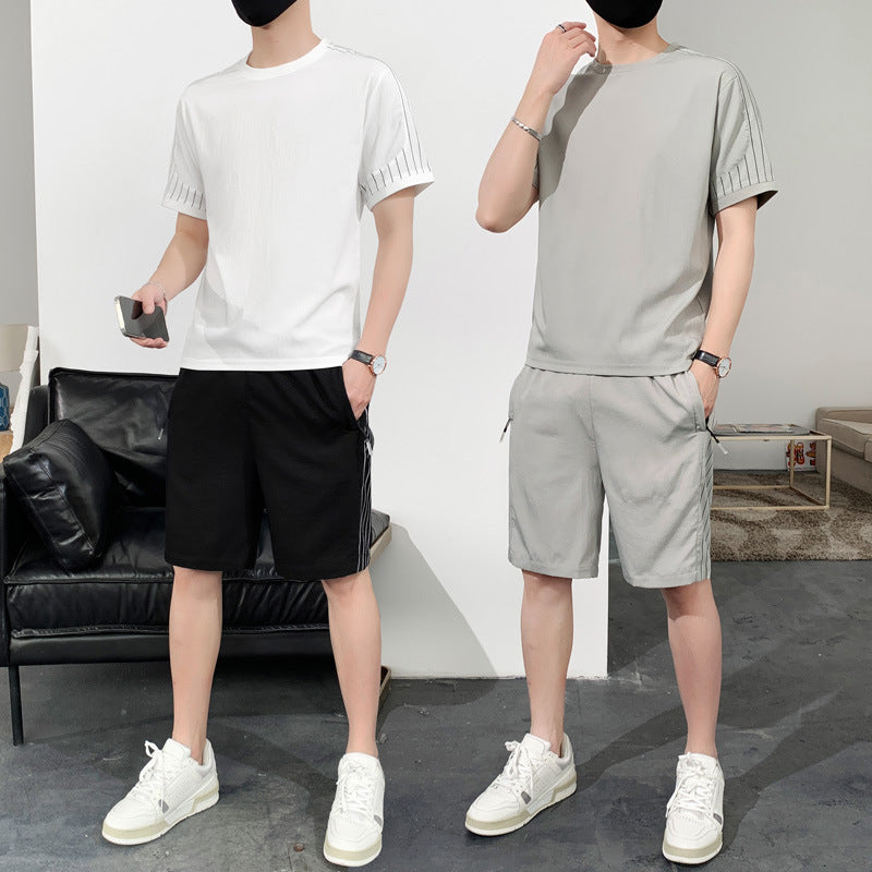 Men's Short Sleeve T-Shirt Ice Silk Sports Suit-HighTouch