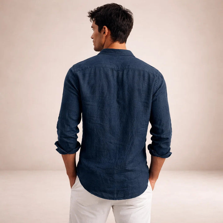 Men's Formal Linen Shirt - Smart Tailored Summer Dress Shirt