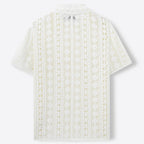 Mens Short-Sleeve Cardigan Crochet Hollow-Out Knitted Sweater-HighTouch