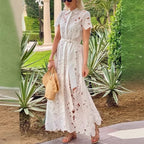 Casual Lace Cardigan Single-breasted Dress-HighTouch