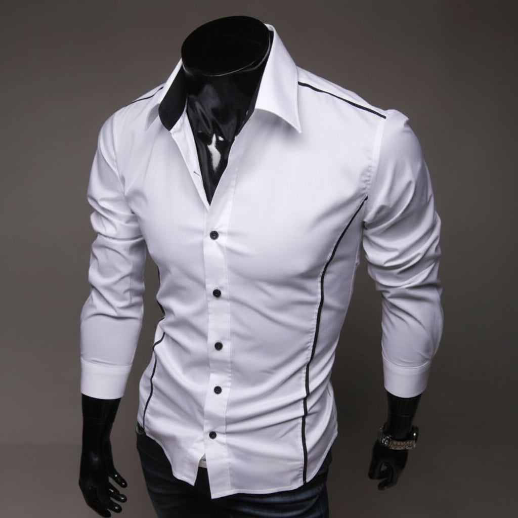 Men Shirt Fashion Cotton Slim Men Shirt Long Sleeve High Quality Casual Black White Gray Men Shirt For Men-HighTouch