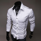 Men Shirt Fashion Cotton Slim Men Shirt Long Sleeve High Quality Casual Black White Gray Men Shirt For Men-HighTouch