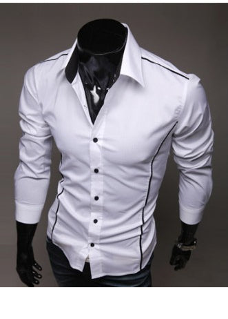 Men Shirt Fashion Cotton Slim Men Shirt Long Sleeve High Quality Casual Black White Gray Men Shirt For Men-HighTouch