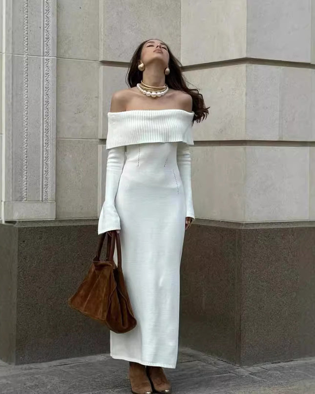 Off-Shoulder Knitted Dress UK