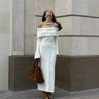 Off-Shoulder Knitted Dress UK-HighTouch