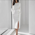 Women’s Dress | Sleeveless Side Button Midi-HighTouch