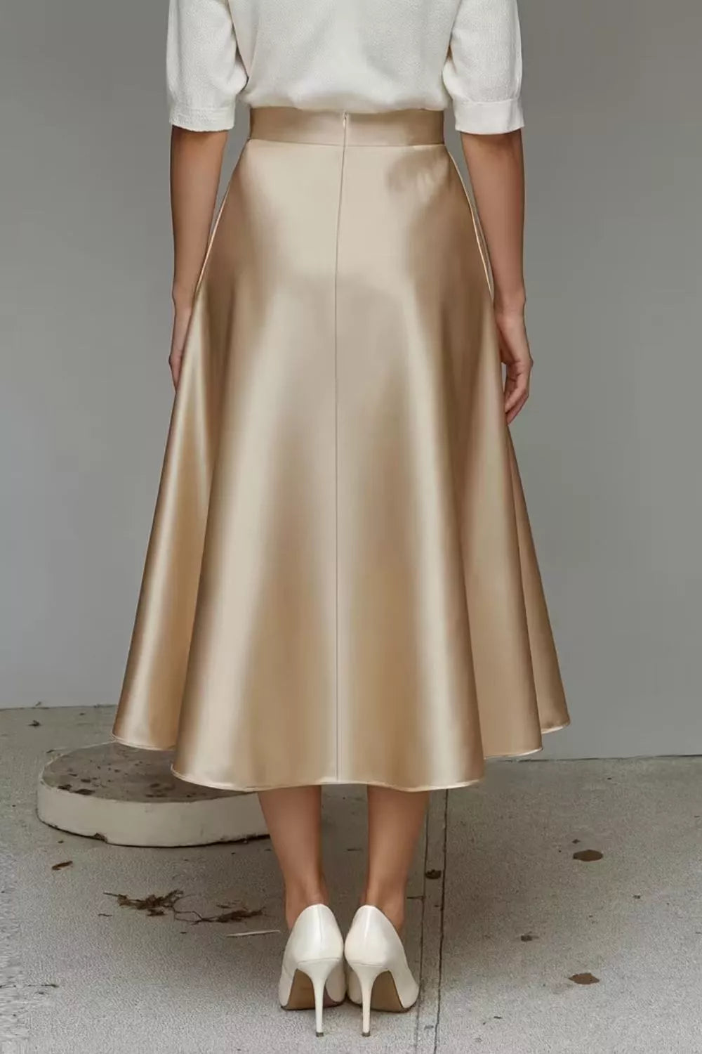 Women's Satin A-Line Midi Skirt | Liquid Finish | Casual Wear