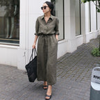 New Style Cotton Shirt Dress Commuting Large Swing Long Skirt-HighTouch