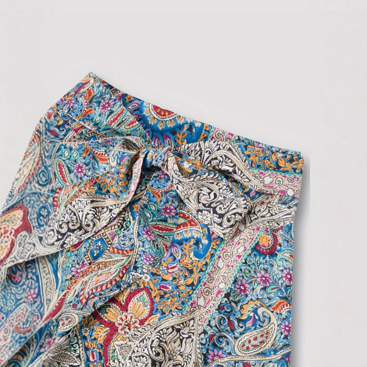 Bohemian Linen Floral Print Dress For Women-HighTouch