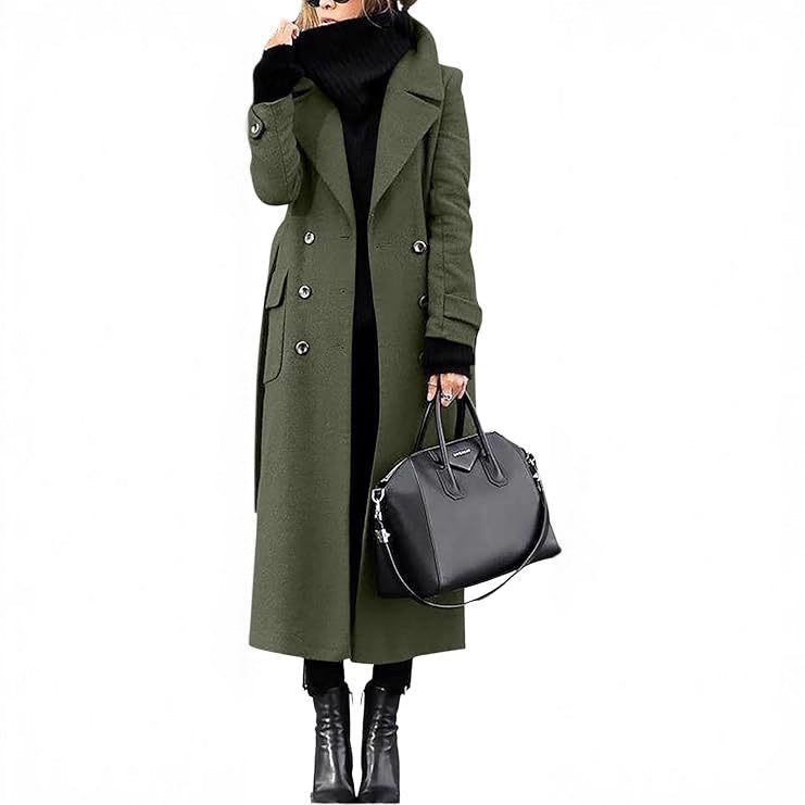 Women’s Thick Wool Extended Coat – Long Warm Winter Overcoat