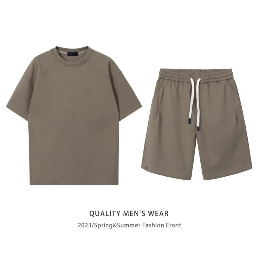 Summer Short Sleeve Cotton Casual Wear T-Shirt & Shorts Set-HighTouch
