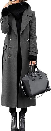 Women’s Thick Wool Extended Coat – Long Warm Winter Overcoat