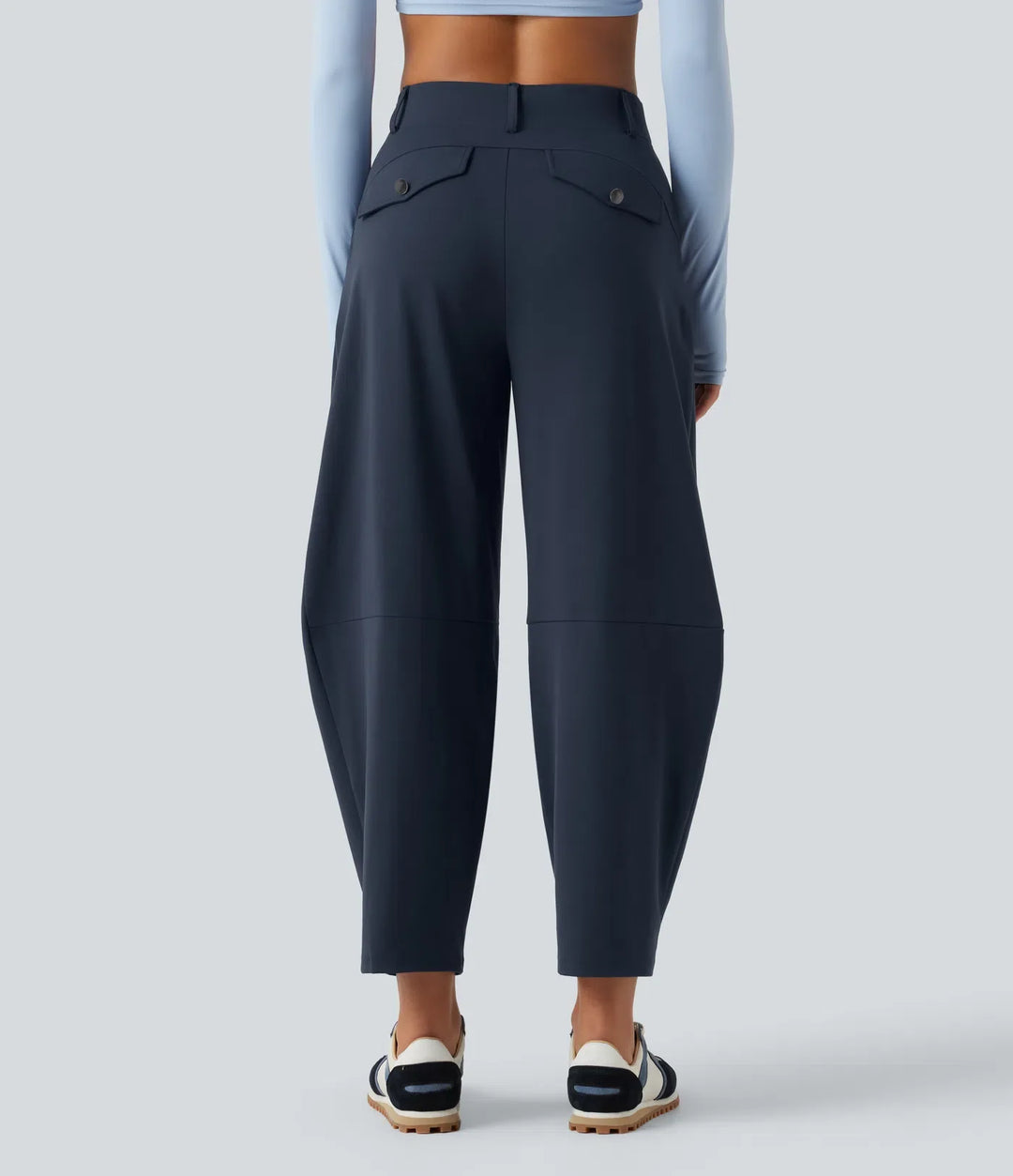 Barrel Leg Pants Women High Waisted Dance Pants with Pockets