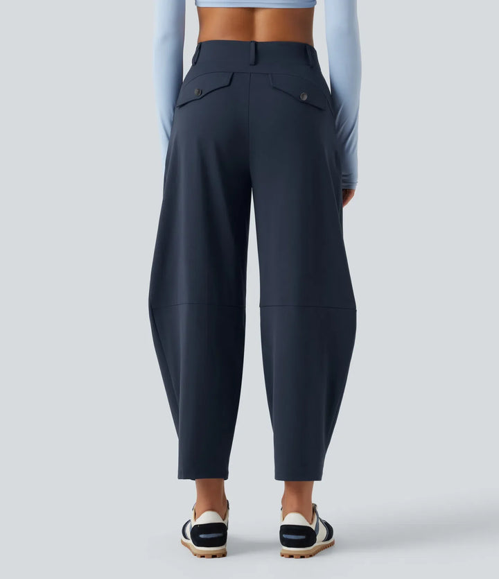 Barrel Leg Pants Women High Waisted Dance Pants with Pockets