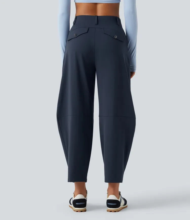 Barrel Leg Pants Women High Waisted Dance Pants with Pockets