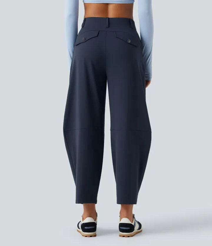 Barrel Leg Pants Women High Waisted Dance Pants with Pockets