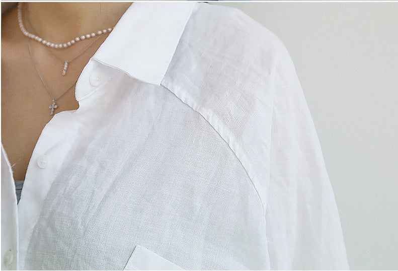 Cotton & Linen Dress Shirt | Long Sleeve Cotton Blend-HighTouch
