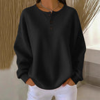 Waffle Knit Long Sleeve Button Top-HighTouch