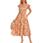 Women's Boho Dress | Tassel Tie Front Maxi-HighTouch