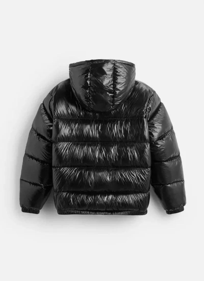 Men’s Black Hooded Cotton Jacket-HighTouch