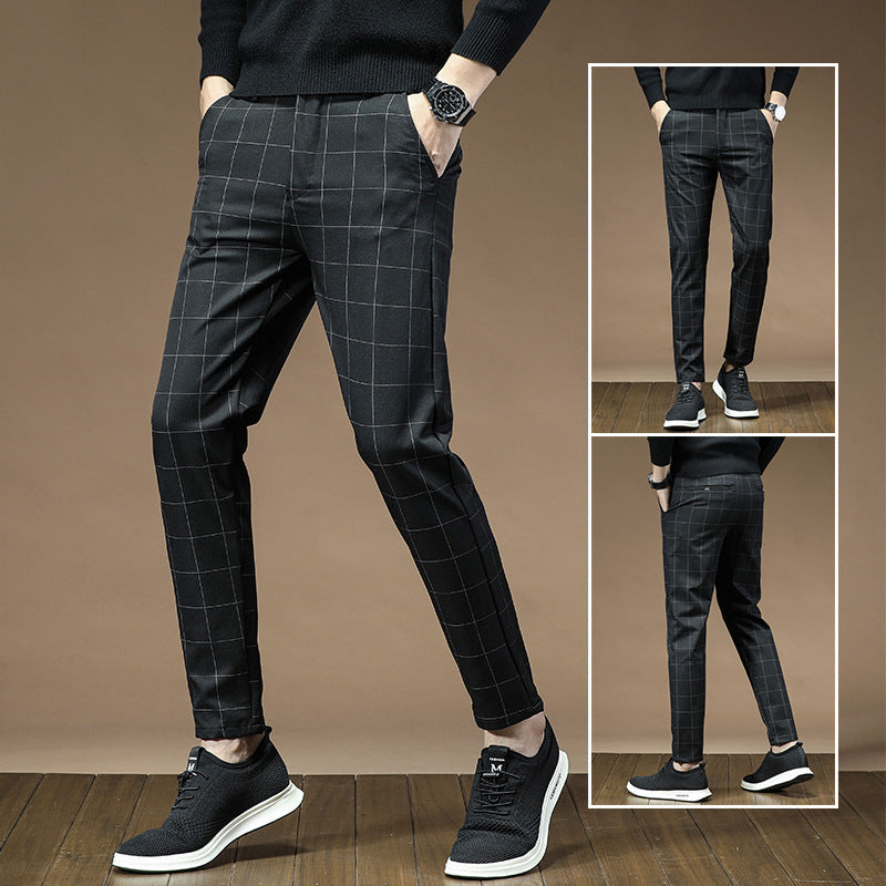 Men’s Plaid Straight Leg Pants – Casual Stretch Comfort-HighTouch