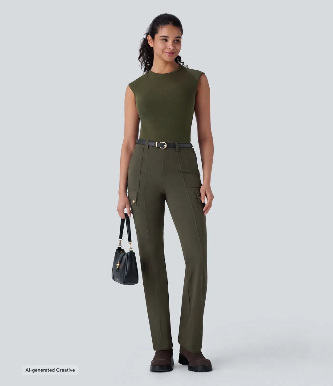 Cargo Pants Women Mid Rise Bootcut Hiking Trousers
